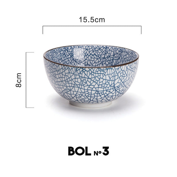Bol japonais en céramique n°3 (avec motifs bleus)