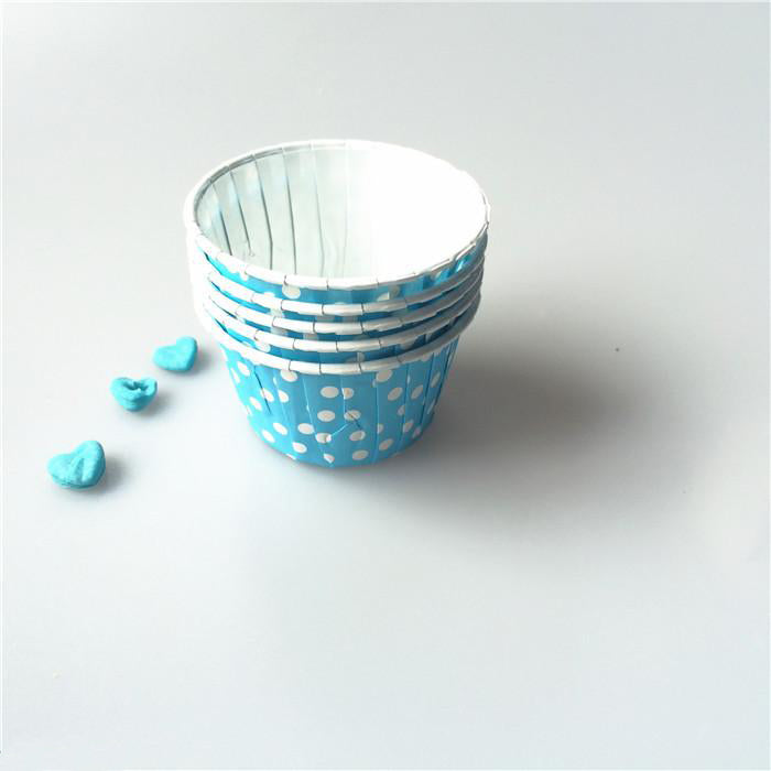 Caissette cupcake bleu à pois blancs (x 50)