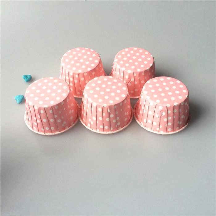 75 Moules à cupcakes en papier roses à pois blancs 5 x 3 cm