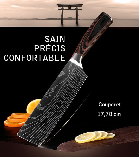 Couteau couperet professionnel acier inoxydable