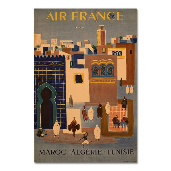 Poster vintage AIR FRANCE Maroc Algérie Tunisie