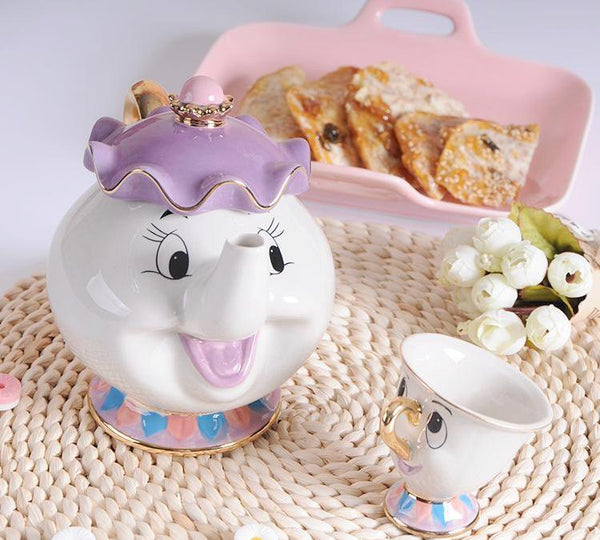 Théière et tasse Disney dessin animé la Belle et la Bête
