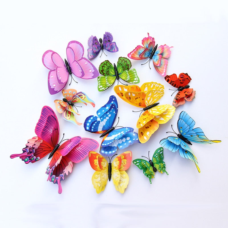 Magnifiques Stickers Muraux 3D en forme de Papillons (12 Pcs/Lot