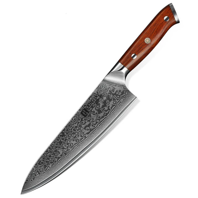 oFuun Couteau Cuisine Damas, 19,3cm Couteau Japonais en 67 Couche