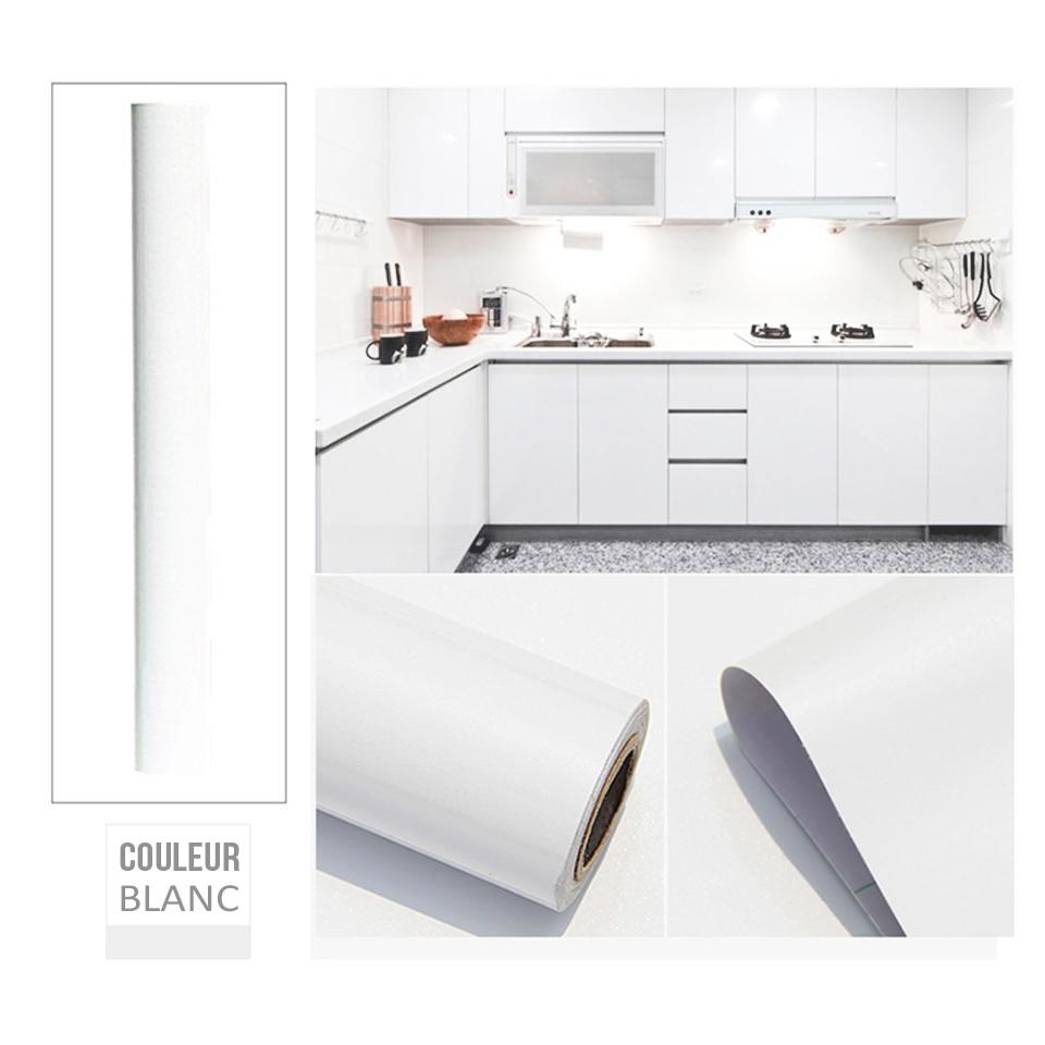 Revêtement adhésif blanc laqué largeur 40 cm x 3m (5m ou 10m) – CUISINE AU  TOP