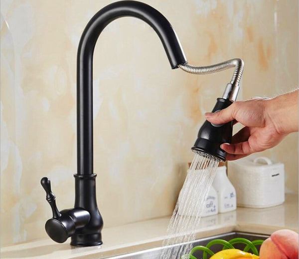 Douchette de robinet de cuisine noir en laiton