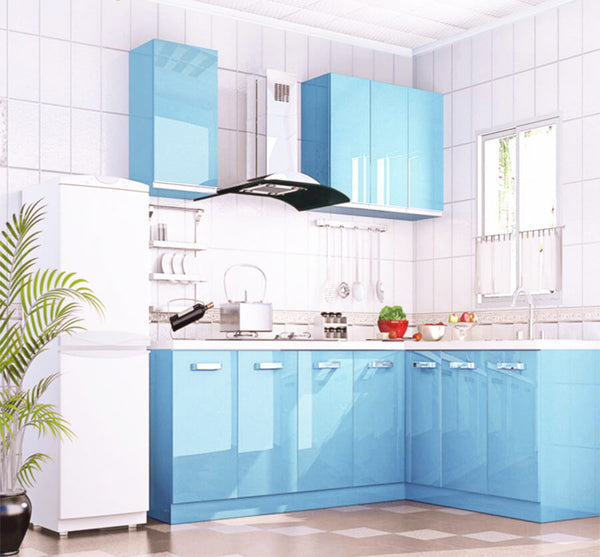 Papier adhésif bleu ciel brillant pour déco meubles - Cuisine au Top