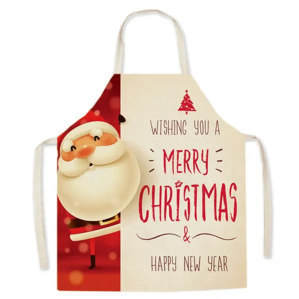Tablier de cuisine en lin, Joyeux Noël et Bonne Année
