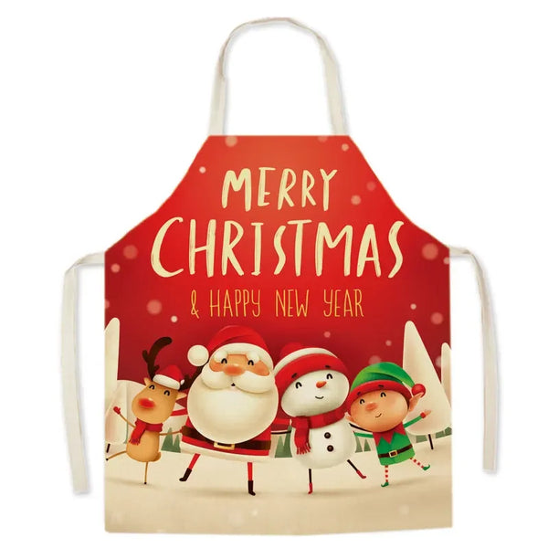 Tablier de cuisine en lin, thème de Noël