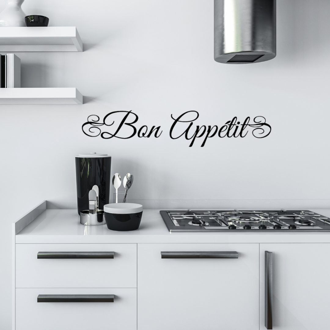 Sticker Mural "Bon Appétit" Noir - Déco Cuisine