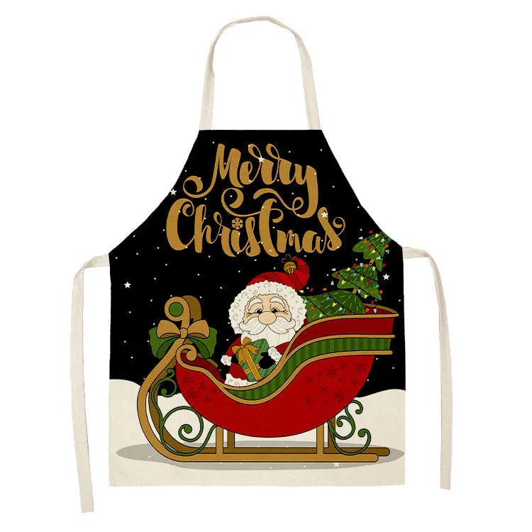 Tablier De Cuisine Motif Père Noël - Taille Adulte/enfant, 55x68 Cm, Pour Noël, Barbecue, Décoration