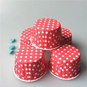 Caissettes rouges à pois blancs (x50) - Pour cupcakes et muffins