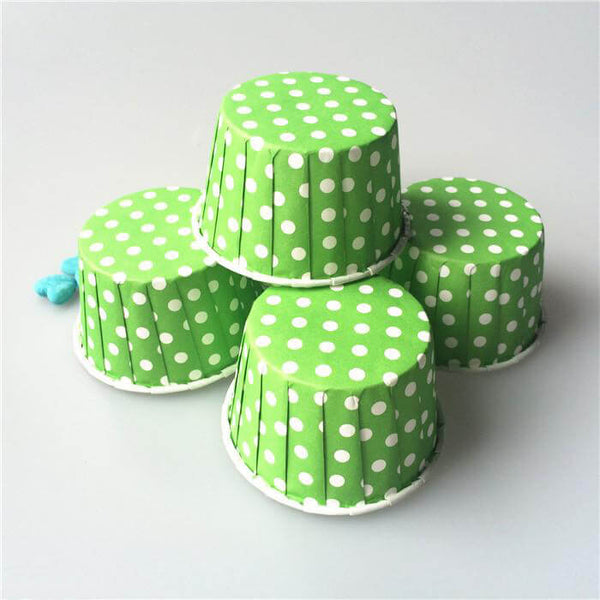 Jolies caissettes vertes à pois blancs (x50) - Pour cupcakes et muffins