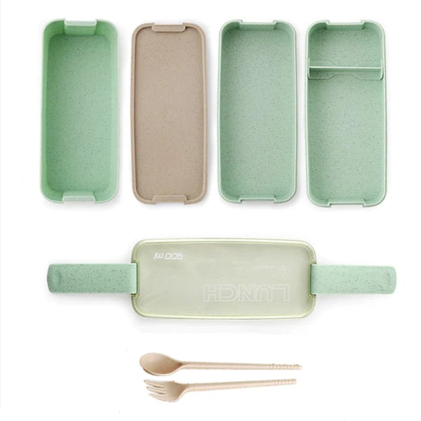 Lunch box couleur vert avec couverts
