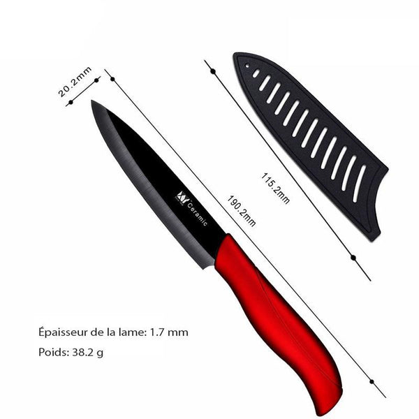 Couteau céramique rouge et noir