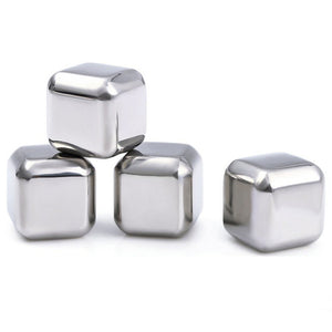 Lot de 4, 6 ou 8 glaçons inox en forme de cube
