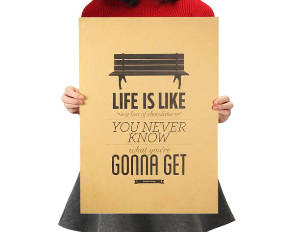 Poster Vintage "La vie, c'est comme une boîte de chocolats" Forrest Gump - Taille 51x36cm