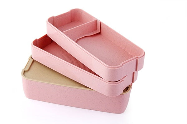 Lunch box rose en paille de blé