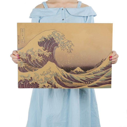 Poster Vintage "La Grande Vague de Kanagawa" d'Hokusai