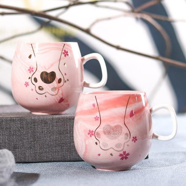 Tasse de café patte de chat (couleur rose)
