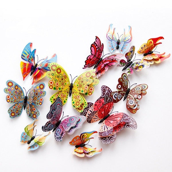 Miranck Lot de 72 autocollants muraux 3D en forme de papillon