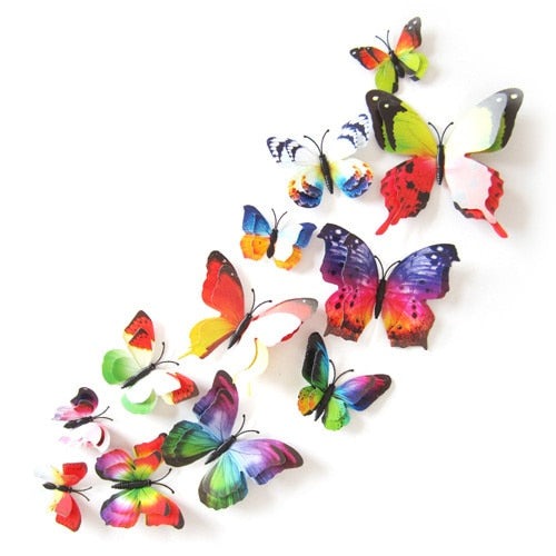 Stickers papillons 3D multi couleurs pour décoration