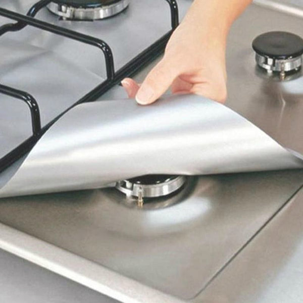 Protection plaque de cuisson gaz couleur argent