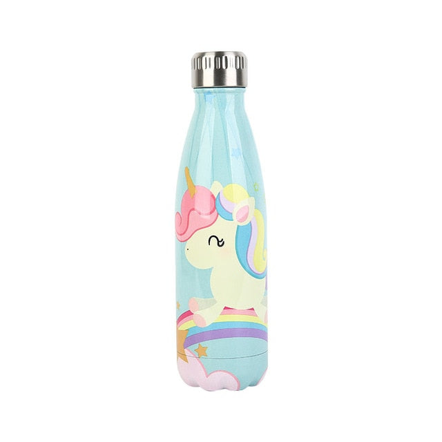 Gourde Isotherme Licorne 600 Ml – Acier Inoxydable, Paille, Sans BPA, Garde Chaud 12h/froid 24h, Pour Enfant, école, Sport, Design Floral