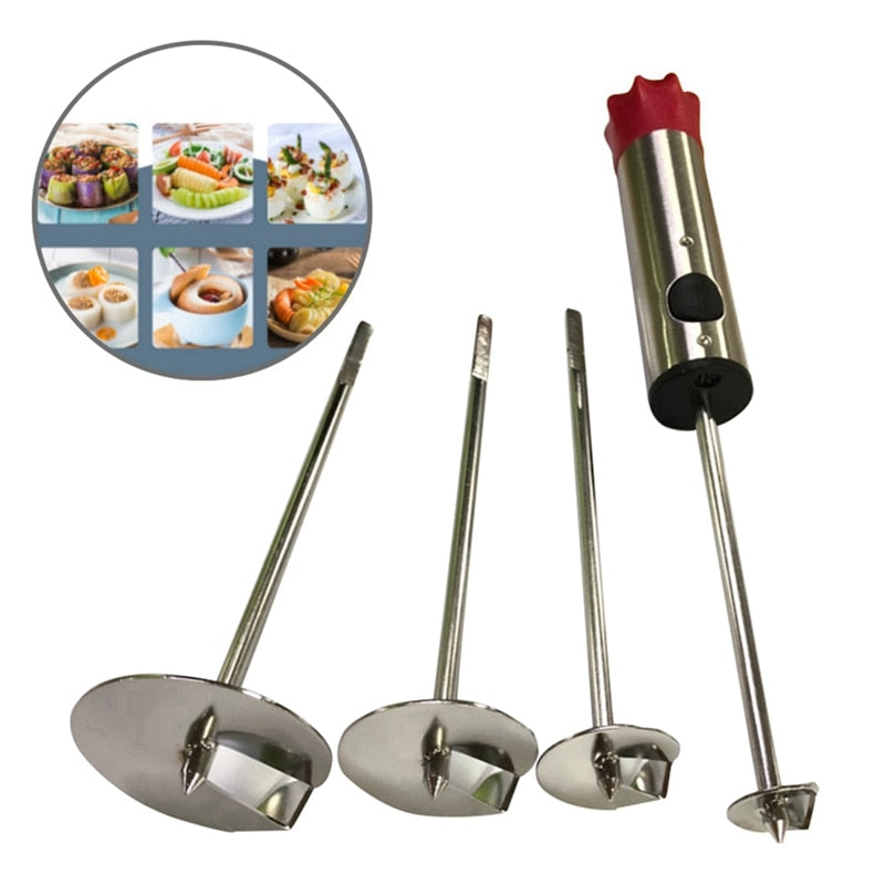 Évideur Portable En Acier Inoxydable 304 - 4 Têtes Interchangeables (1,8 à 4 Cm) - Pour Courgettes, Concombres, Pommes, Etc. | Outil De Cuisine Pour Vider Et Creuser Fruits Et Légumes - 10