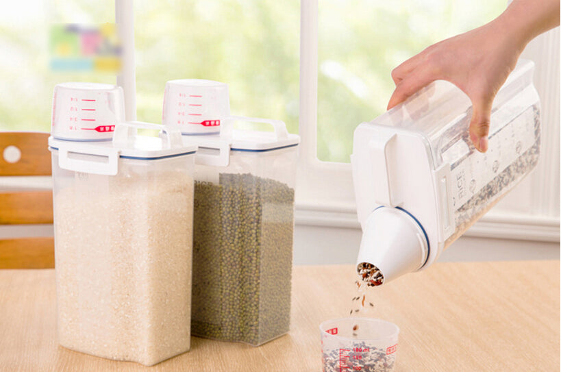 Récipient à Riz 5 L Sans BPA TBMax - Avec Couvercle Hermétique Et Tasse à Mesurer, Transparent, Pour Cuisine