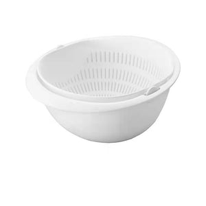 Kitchen Silicone Double Drain Basket Bowl Washing Storage Basket Strainers Bowls Drainer Vegetable Cleaning Colander Tool Filter