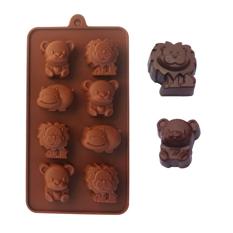 Moule pour Chocolat en Silicone - Animaux (Lion, Ours et Hippopotame)