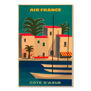 Poster vintage AIR FRANCE Côte d'Azur
