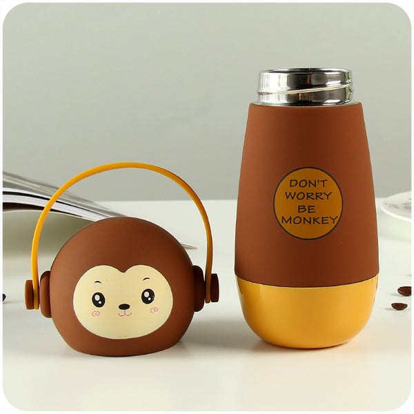Thermos couleur café kawaii pour Enfant : Illustration d'un singe
