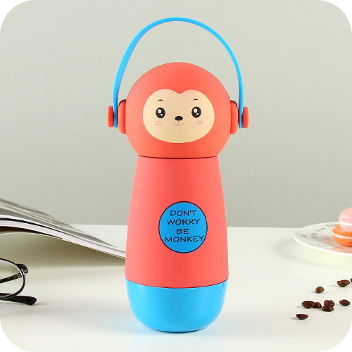 Thermos rouge et bleu kawaii pour Enfant : Illustration d'un singe