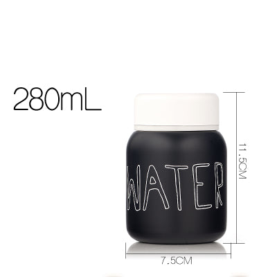 Flacon isotherme noir avec écriture fashion blanche 280ml