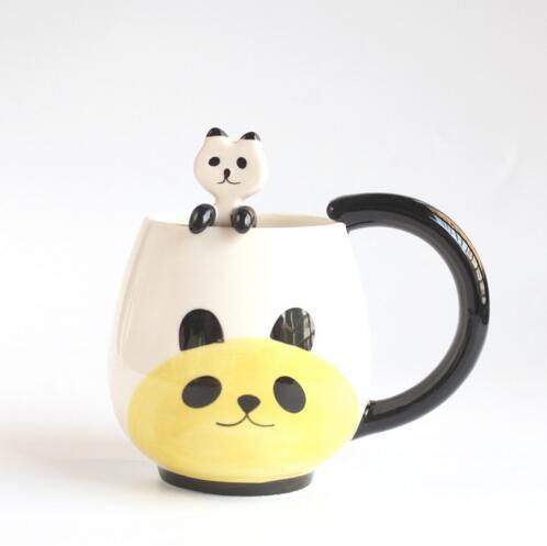 Mug panda peint à la main avec cuillère