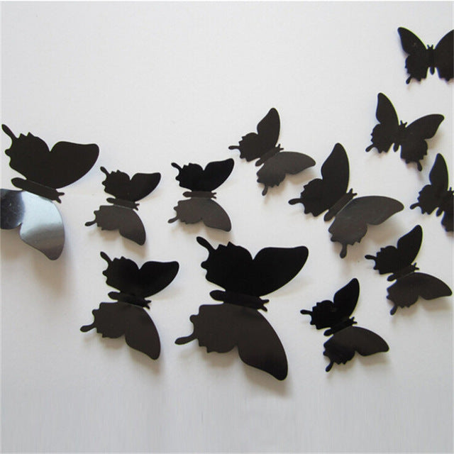Papillons noirs stickers muraux 3D