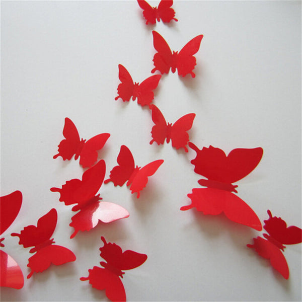 Papillons rouges stickers muraux 3D chez Cuisine au Top