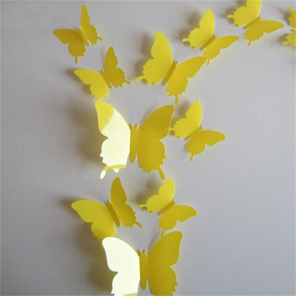 Papillons jaunes stickers muraux 3D chez Cuisine au Top