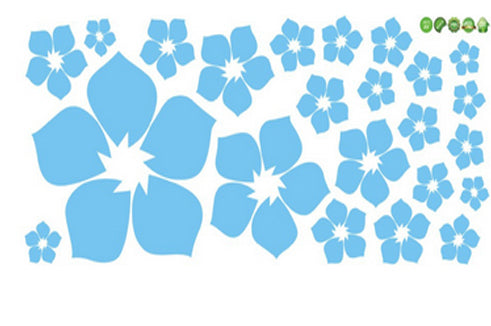 Stickers fleurs bleu clair