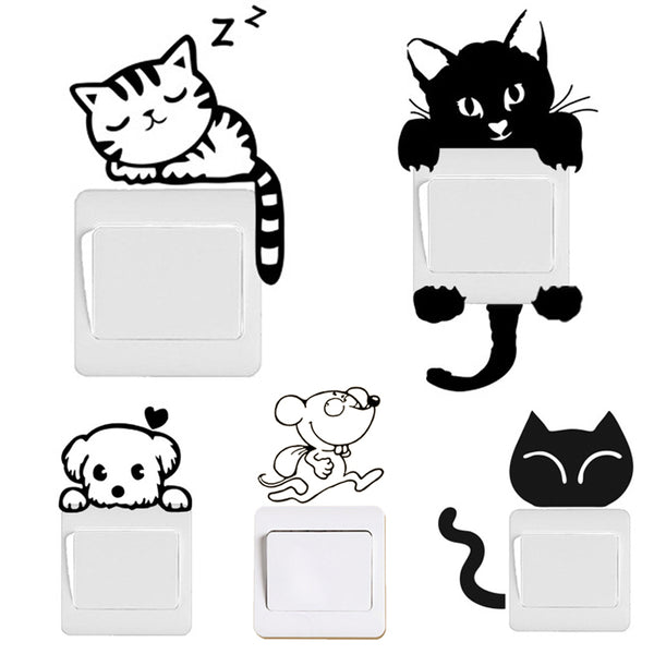 Stickers muraux interrupteur chatons, chiots (12 stickers au choix)