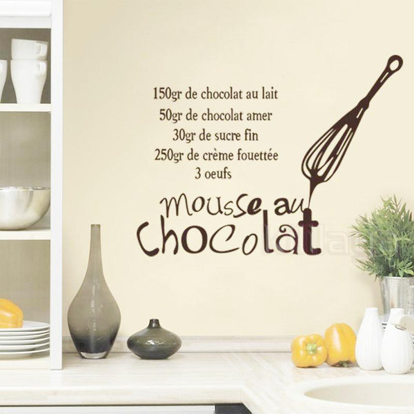Sticker Mural Recette Mousse au Chocolat pour Déco Cuisine