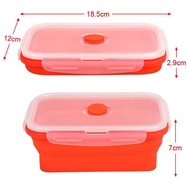 Dimensions de la boîte bento pliable orange foncé (moyen format)