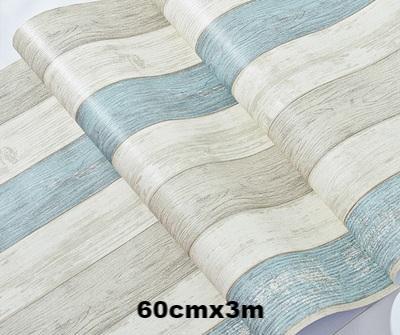 Papier adhésif bois ancien couleurs bleu, gris et blanc lignes verticales
