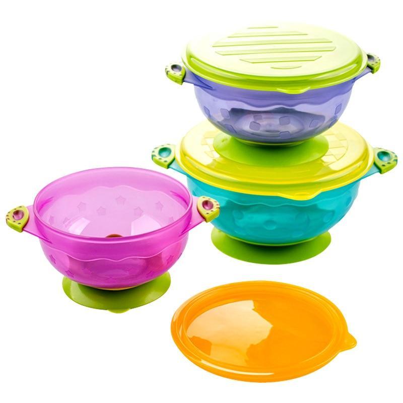 Bol en bambou avec ventouse cuillère en bois de hêtre, pour bébé/tout