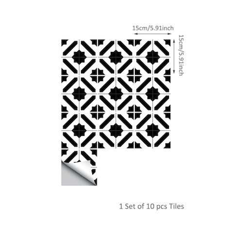 Stickers style oriental noir et blanc taille 15cm x 15cm