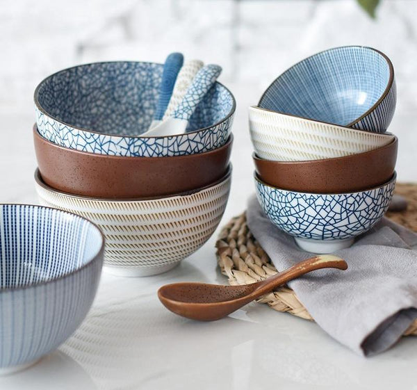 Cuillères bol japonais porcelaine - 4 coloris
