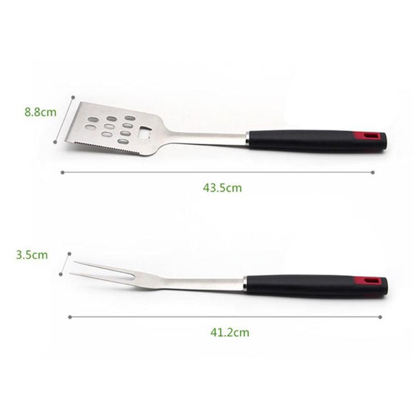 Dimensions de la spatule et de la fourche barbecue