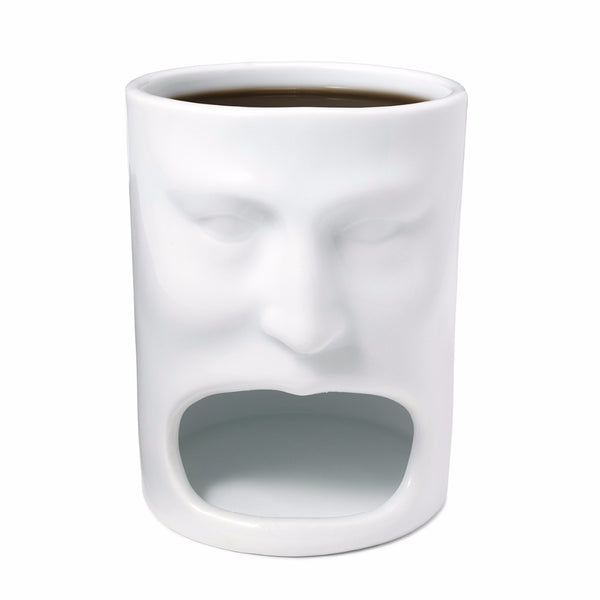 Mug visage humain bouche ouverte (vue de face)